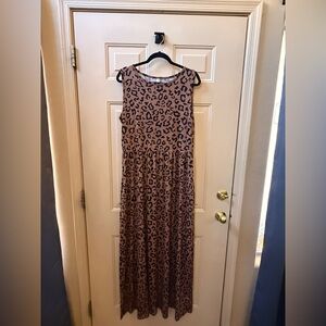 Tickled Teal Brown Leopard Maxi Dress